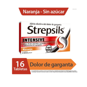 Strepsils intensive libre de azucar sabor a naranja x 16 tabs