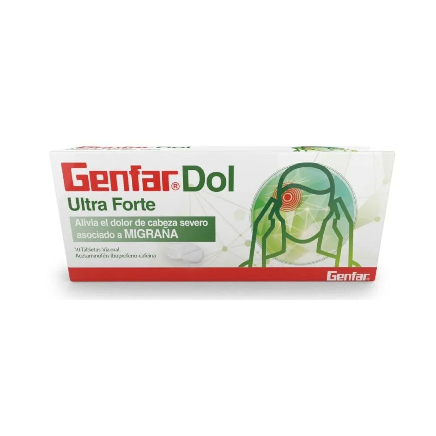 Genfar dol ultra forte (acetaminofen 250 mg ibuprofeno 200 mg cafeina 65 mg) x 10 tabs genfar